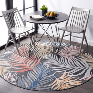 Safavieh Cabana Artistic Square Area Rug With Tropical Leaf Pattern For Indoor & Outdoor Versatility And Style Black ,Rust 88% Polypropylene,12% Polyester Cbn445h-5r