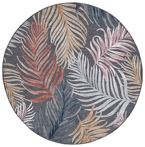 Safavieh Cabana Artistic Square Area Rug With Tropical Leaf Pattern For Indoor & Outdoor Versatility And Style Black ,Rust 88% Polypropylene,12% Polyester Cbn445h-5r