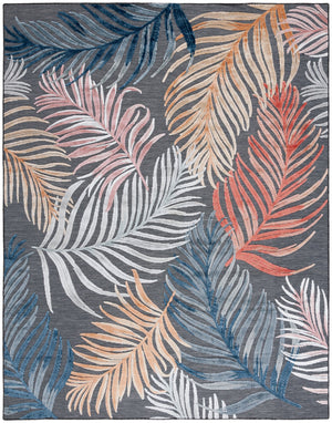 Safavieh Cabana Artistic Square Area Rug With Tropical Leaf Pattern For Indoor & Outdoor Versatility And Style Black ,Rust 88% Polypropylene,12% Polyester Cbn445h-5r