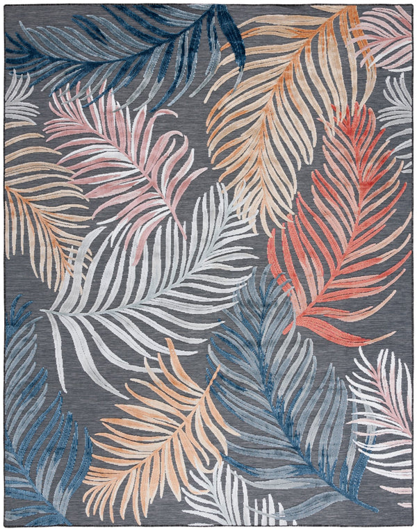 Safavieh Cabana Artistic Square Area Rug With Tropical Leaf Pattern For Indoor & Outdoor Versatility And Style Black ,Rust 88% Polypropylene,12% Polyester Cbn445h-5r
