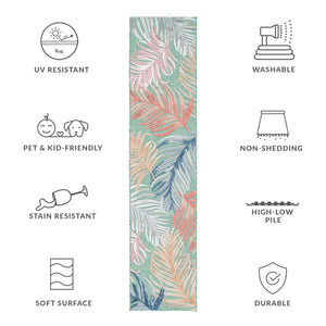 Safavieh Cabana Artistic Square Area Rug With Tropical Leaf Pattern For Indoor & Outdoor Versatility And Style Green ,Rust 88% Polypropylene,12% Polyester Cbn445y-213