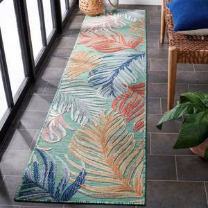 Safavieh Cabana Tropical Palm Leaf Square Rug In Green And Rust — Durable Indoor/Outdoor Power‑Loomed Elegance 3'-0" x 3'-0" CBN445Y-3SQ