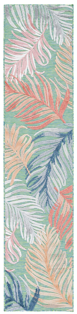 Safavieh Cabana Tropical Leaf Round Rug 10Ft — Power-Loomed Turkey, Green & Rust Palette, Weather-Resistant Plush 10'-0" x 10'-0" CBN445Y-10R