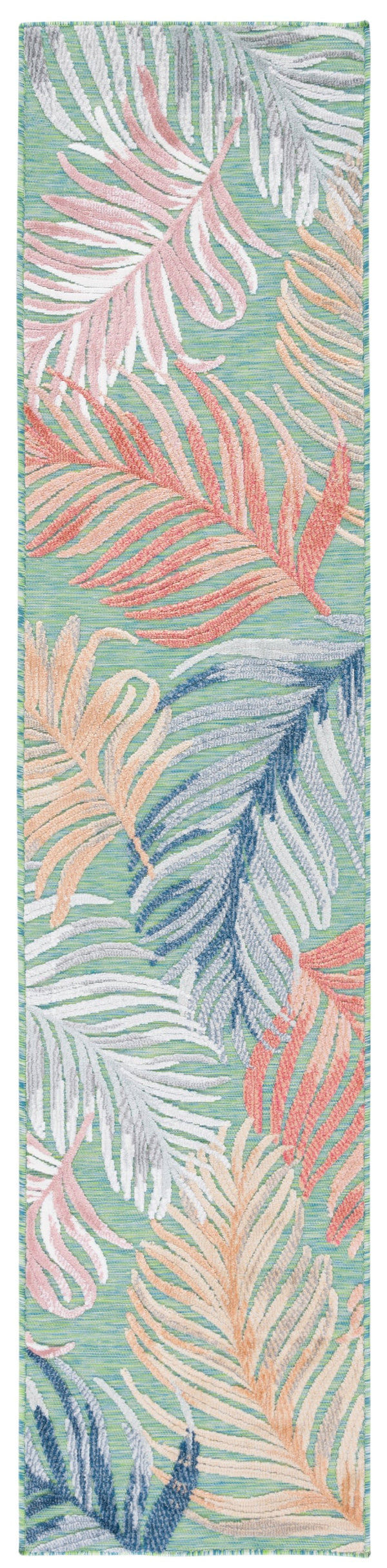 Safavieh Cabana Tropical Palm Leaf Square Rug In Green And Rust — Durable Indoor/Outdoor Power‑Loomed Elegance 3'-0" x 3'-0" CBN445Y-3SQ