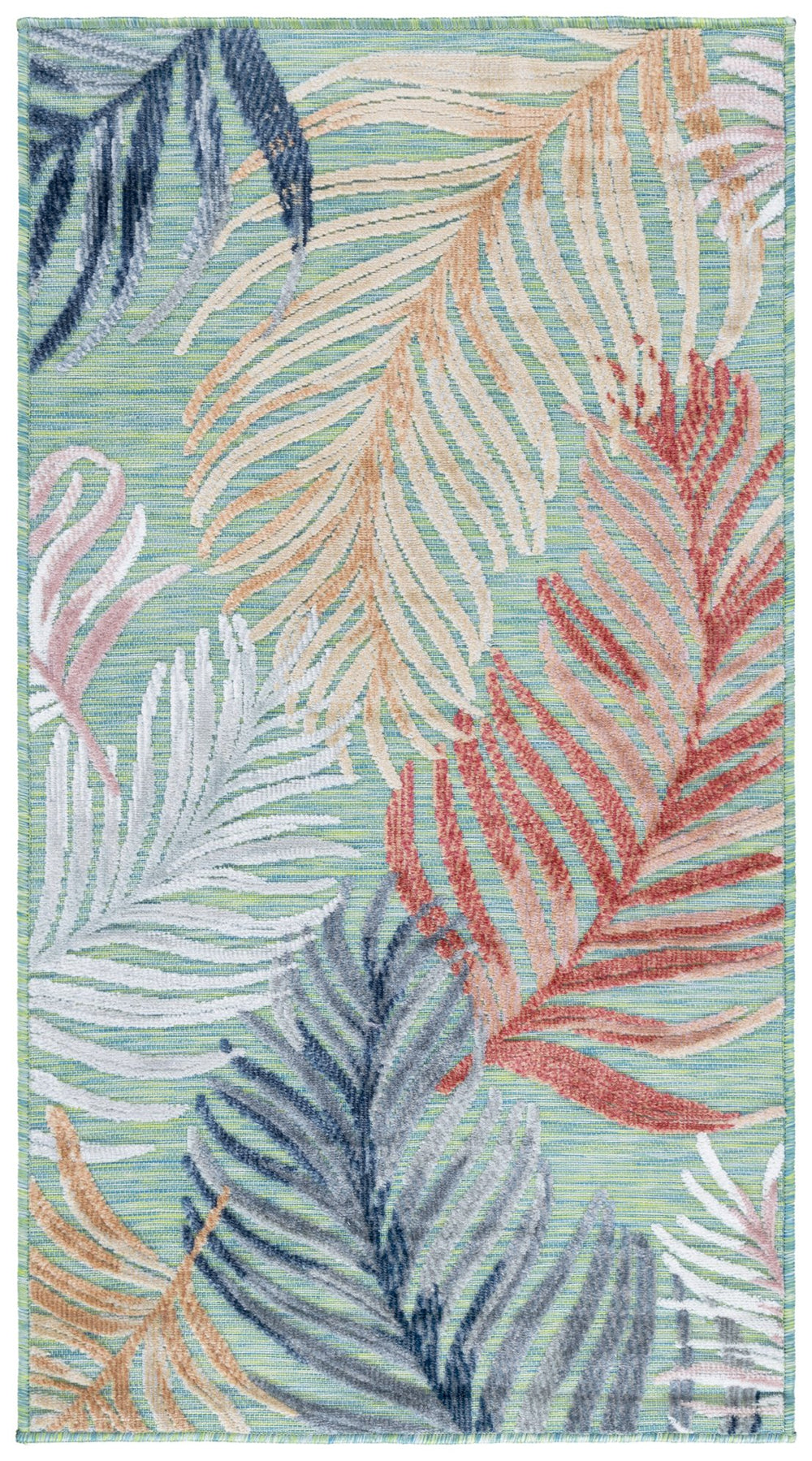 Safavieh Cabana Artistic Square Area Rug With Tropical Leaf Pattern For Indoor & Outdoor Versatility And Style Green ,Rust 88% Polypropylene,12% Polyester Cbn445y-213
