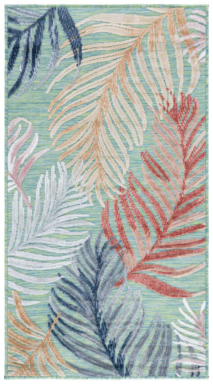 Safavieh Cabana Artistic Square Area Rug With Tropical Leaf Pattern For Indoor & Outdoor Versatility And Style Green ,Rust 88% Polypropylene,12% Polyester Cbn445y-213