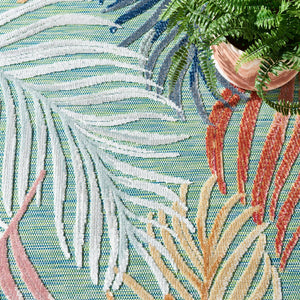 Safavieh Cabana Artistic Square Area Rug With Tropical Leaf Pattern For Indoor & Outdoor Versatility And Style Green ,Rust 88% Polypropylene,12% Polyester Cbn445y-213