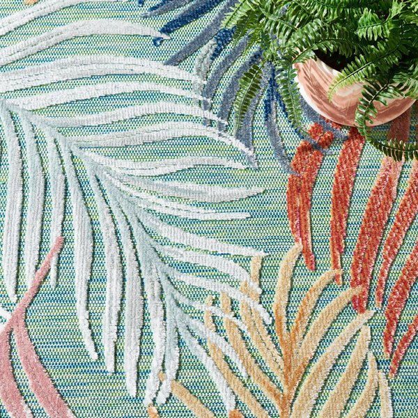 Safavieh Cabana Artistic Square Area Rug With Tropical Leaf Pattern For Indoor & Outdoor Versatility And Style Green ,Rust 88% Polypropylene,12% Polyester Cbn445y-213