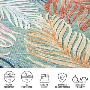 Safavieh Cabana Artistic Square Area Rug With Tropical Leaf Pattern For Indoor & Outdoor Versatility And Style Green ,Rust 88% Polypropylene,12% Polyester Cbn445y-213