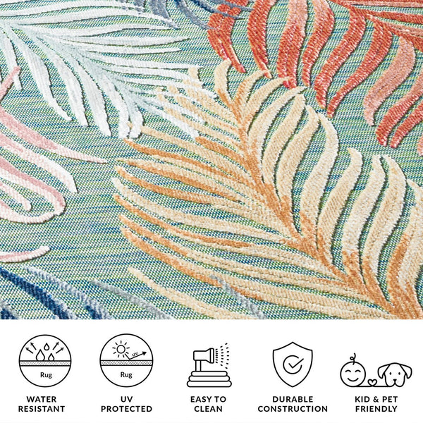 Safavieh Cabana Artistic Square Area Rug With Tropical Leaf Pattern For Indoor & Outdoor Versatility And Style Green ,Rust 88% Polypropylene,12% Polyester Cbn445y-213