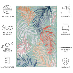 Safavieh Cabana Artistic Square Area Rug With Tropical Leaf Pattern For Indoor & Outdoor Versatility And Style Green ,Rust 88% Polypropylene,12% Polyester Cbn445y-213