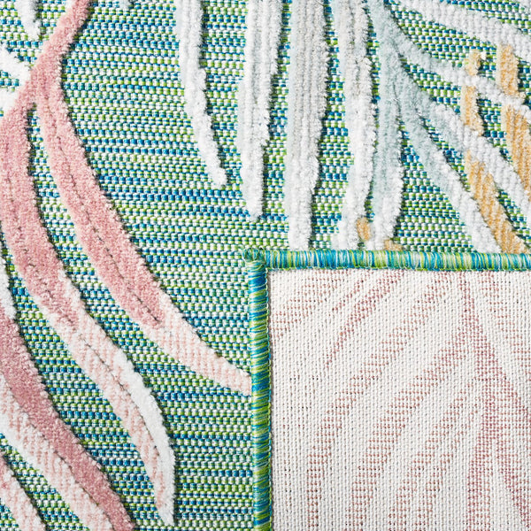 Safavieh Cabana Artistic Square Area Rug With Tropical Leaf Pattern For Indoor & Outdoor Versatility And Style Green ,Rust 88% Polypropylene,12% Polyester Cbn445y-213