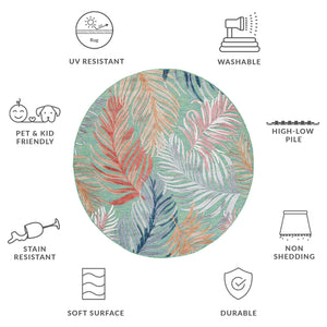 Safavieh Cabana Artistic Square Area Rug With Tropical Leaf Pattern For Indoor & Outdoor Versatility And Style Green ,Rust 88% Polypropylene,12% Polyester Cbn445y-213