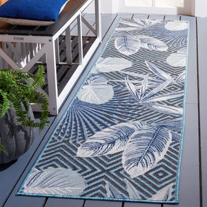 Safavieh Cabana Exquisite Tropical Motif Area Rug - Stylish, Durable, And Versatile For Indoor/Outdoor Spaces Aqua ,Navy 88% Polypropylene,12% Polyester Cbn447k-210