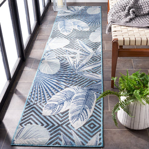 Safavieh Cabana Exquisite Tropical Motif Area Rug - Stylish, Durable, And Versatile For Indoor/Outdoor Spaces Aqua ,Navy 88% Polypropylene,12% Polyester Cbn447k-210