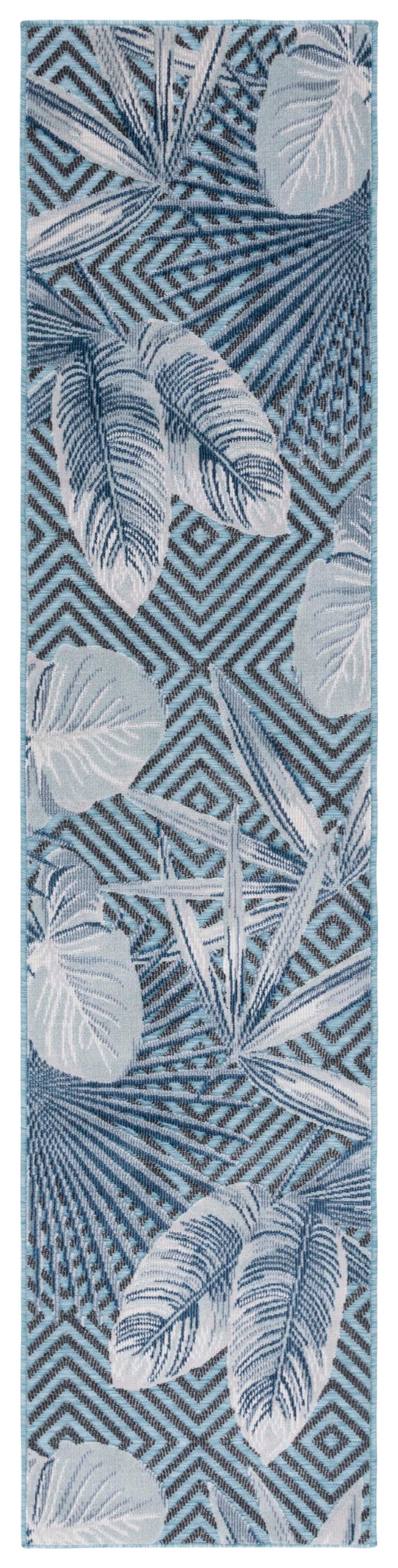 Safavieh Cabana Exquisite Tropical Motif Area Rug - Stylish, Durable, And Versatile For Indoor/Outdoor Spaces Aqua ,Navy 88% Polypropylene,12% Polyester Cbn447k-210