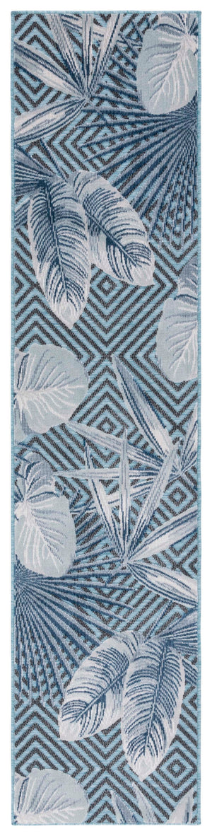 Safavieh Cabana Exquisite Tropical Motif Area Rug - Stylish, Durable, And Versatile For Indoor/Outdoor Spaces Aqua ,Navy 88% Polypropylene,12% Polyester Cbn447k-210