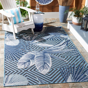Safavieh Cabana Exquisite Tropical Motif Area Rug - Stylish, Durable, And Versatile For Indoor/Outdoor Spaces Aqua ,Navy 88% Polypropylene,12% Polyester Cbn447k-210