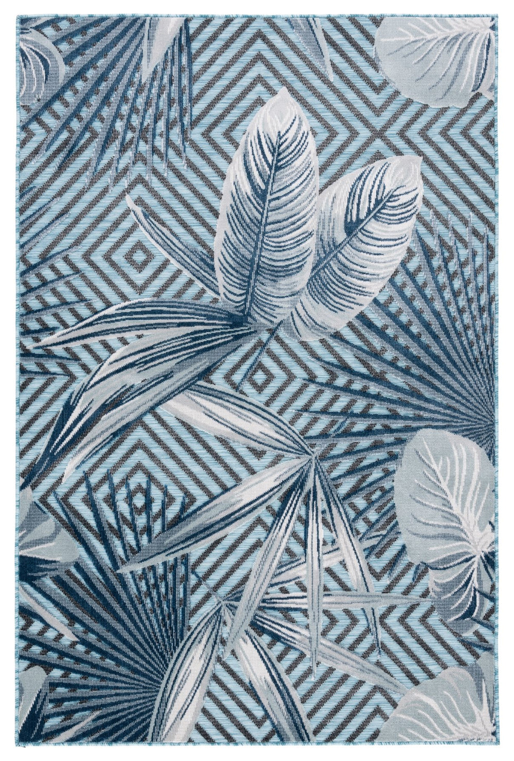 Safavieh Cabana Exquisite Tropical Motif Area Rug - Stylish, Durable, And Versatile For Indoor/Outdoor Spaces Aqua ,Navy 88% Polypropylene,12% Polyester Cbn447k-210
