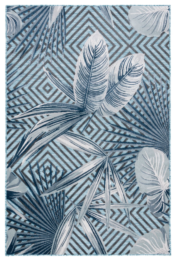 Safavieh Cabana Exquisite Tropical Motif Area Rug - Stylish, Durable, And Versatile For Indoor/Outdoor Spaces Aqua ,Navy 88% Polypropylene,12% Polyester Cbn447k-210