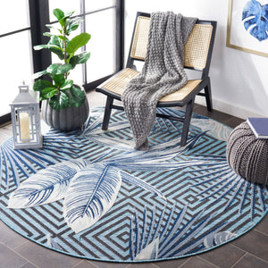 Safavieh Cabana Exquisite Tropical Motif Area Rug - Stylish, Durable, And Versatile For Indoor/Outdoor Spaces Aqua ,Navy 88% Polypropylene,12% Polyester Cbn447k-210