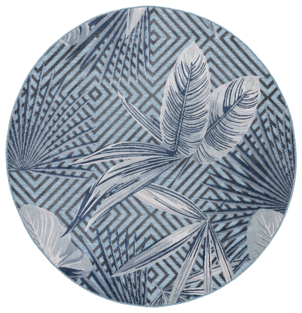 Safavieh Cabana Exquisite Tropical Motif Area Rug - Stylish, Durable, And Versatile For Indoor/Outdoor Spaces Aqua ,Navy 88% Polypropylene,12% Polyester Cbn447k-210