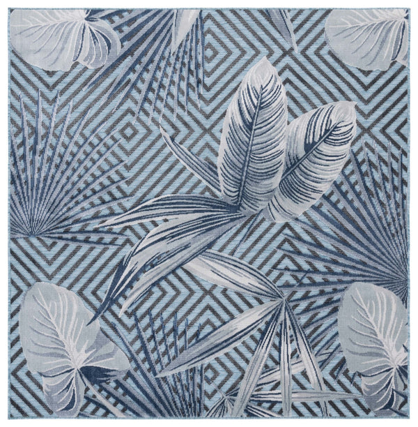 Safavieh Cabana Exquisite Tropical Motif Area Rug - Stylish, Durable, And Versatile For Indoor/Outdoor Spaces Aqua ,Navy 88% Polypropylene,12% Polyester Cbn447k-210