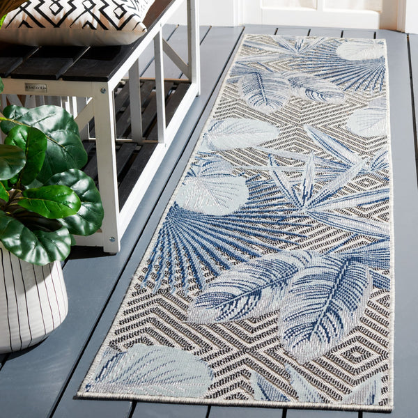 Safavieh Cabana Exquisite Tropical Motif Area Rug - Stylish, Durable, And Versatile For Indoor/Outdoor Spaces Ivory ,Navy 88% Polypropylene,12% Polyester Cbn447n-210