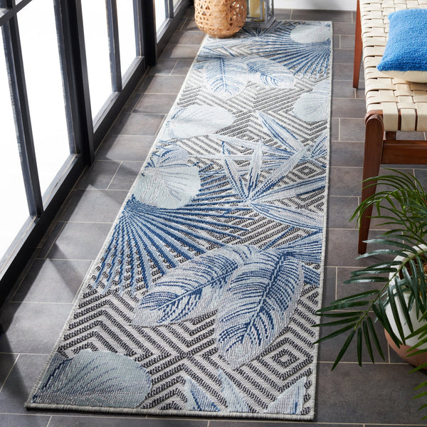 Safavieh Cabana Exquisite Tropical Motif Area Rug - Stylish, Durable, And Versatile For Indoor/Outdoor Spaces Ivory ,Navy 88% Polypropylene,12% Polyester Cbn447n-210