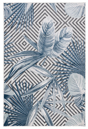 Safavieh Cabana Exquisite Tropical Motif Area Rug - Stylish, Durable, And Versatile For Indoor/Outdoor Spaces Ivory ,Navy 88% Polypropylene,12% Polyester Cbn447n-210