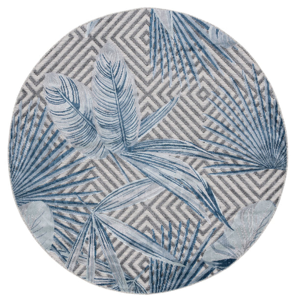 Safavieh Cabana Exquisite Tropical Motif Area Rug - Stylish, Durable, And Versatile For Indoor/Outdoor Spaces Ivory ,Navy 88% Polypropylene,12% Polyester Cbn447n-210