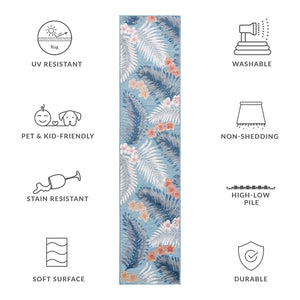 Safavieh Cabana Tropical Foliage Area Rug - Elegant Coastal Charm For Indoor And Outdoor Spaces, 3/8" Height Aqua ,Ivory 88% Polypropylene,12% Polyester Cbn451j-4r