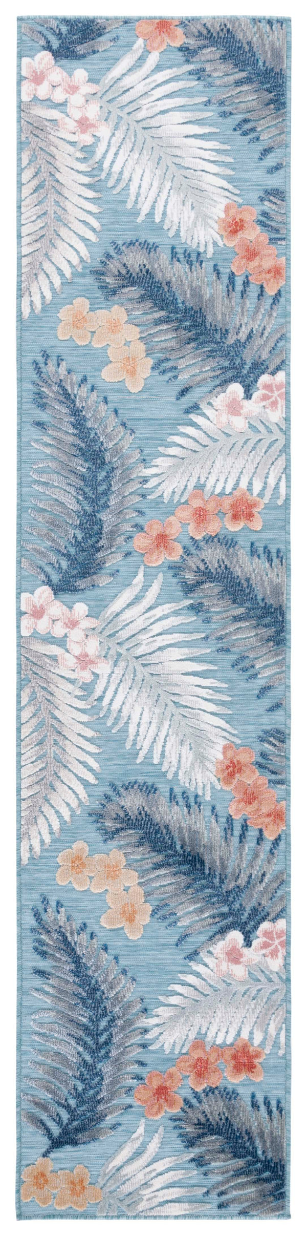 Safavieh Cabana Tropical Foliage Area Rug - Elegant Coastal Charm For Indoor And Outdoor Spaces, 3/8" Height Aqua ,Ivory 88% Polypropylene,12% Polyester Cbn451j-4r