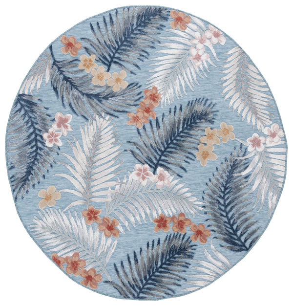 Safavieh Cabana Tropical Foliage Area Rug - Elegant Coastal Charm For Indoor And Outdoor Spaces, 3/8" Height Aqua ,Ivory 88% Polypropylene,12% Polyester Cbn451j-4r