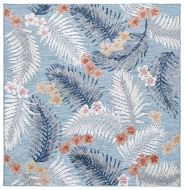 Safavieh Cabana Tropical Foliage Area Rug - Elegant Coastal Charm For Indoor And Outdoor Spaces, 3/8" Height Aqua ,Ivory 88% Polypropylene,12% Polyester Cbn451j-4r