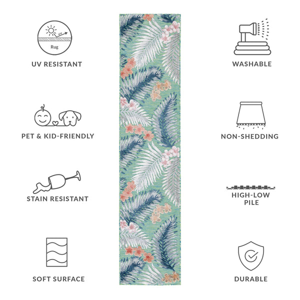 Safavieh Cabana Tropical Foliage Area Rug - Elegant Coastal Charm For Indoor And Outdoor Spaces, 3/8" Height Green ,Navy 88% Polypropylene,12% Polyester Cbn451y-4sq