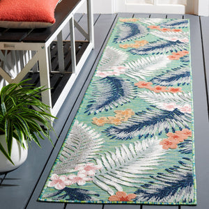 Safavieh Cabana Tropical Foliage Area Rug - Elegant Coastal Charm For Indoor And Outdoor Spaces, 3/8" Height Green ,Navy 88% Polypropylene,12% Polyester Cbn451y-4sq