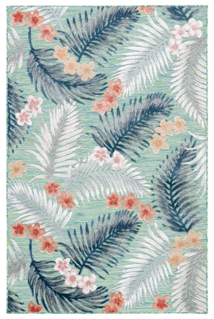 Safavieh Cabana Tropical Foliage Area Rug - Elegant Coastal Charm For Indoor And Outdoor Spaces, 3/8" Height Green ,Navy 88% Polypropylene,12% Polyester Cbn451y-4sq
