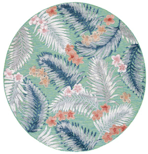 Safavieh Cabana Tropical Foliage Area Rug - Elegant Coastal Charm For Indoor And Outdoor Spaces, 3/8" Height Green ,Navy 88% Polypropylene,12% Polyester Cbn451y-4sq