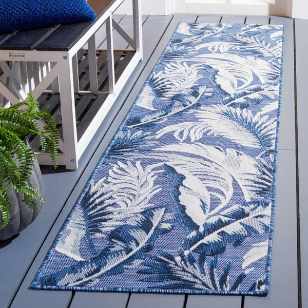 Safavieh Cabana Stylish Tropical Leaf Pattern Rug - Durable, All-weather Design For Indoor & Outdoor Spaces Black ,Grey 88% Polypropylene,12% Polyester Cbn452h-210