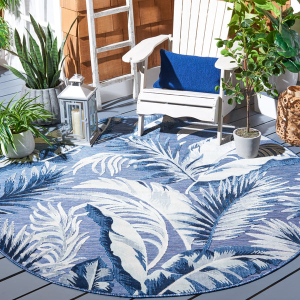 Safavieh Cabana Stylish Tropical Leaf Pattern Rug - Durable, All-weather Design For Indoor & Outdoor Spaces Black ,Grey 88% Polypropylene,12% Polyester Cbn452h-210