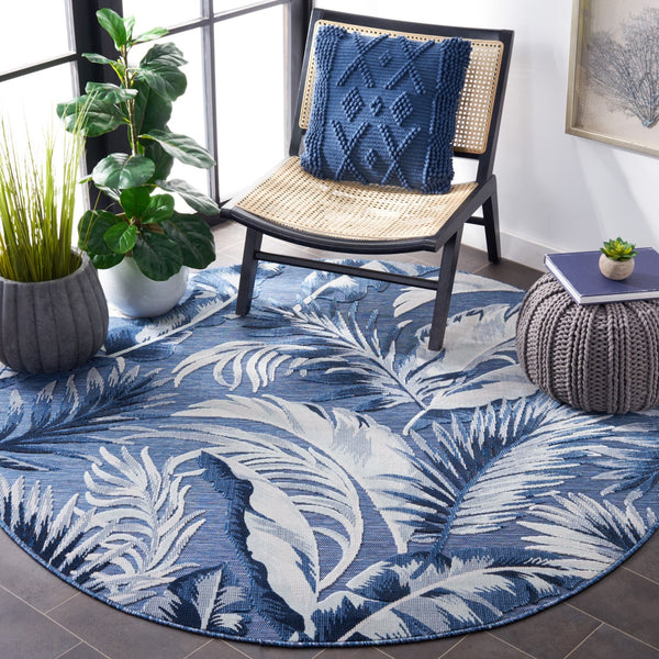 Safavieh Cabana Stylish Tropical Leaf Pattern Rug - Durable, All-weather Design For Indoor & Outdoor Spaces Black ,Grey 88% Polypropylene,12% Polyester Cbn452h-210