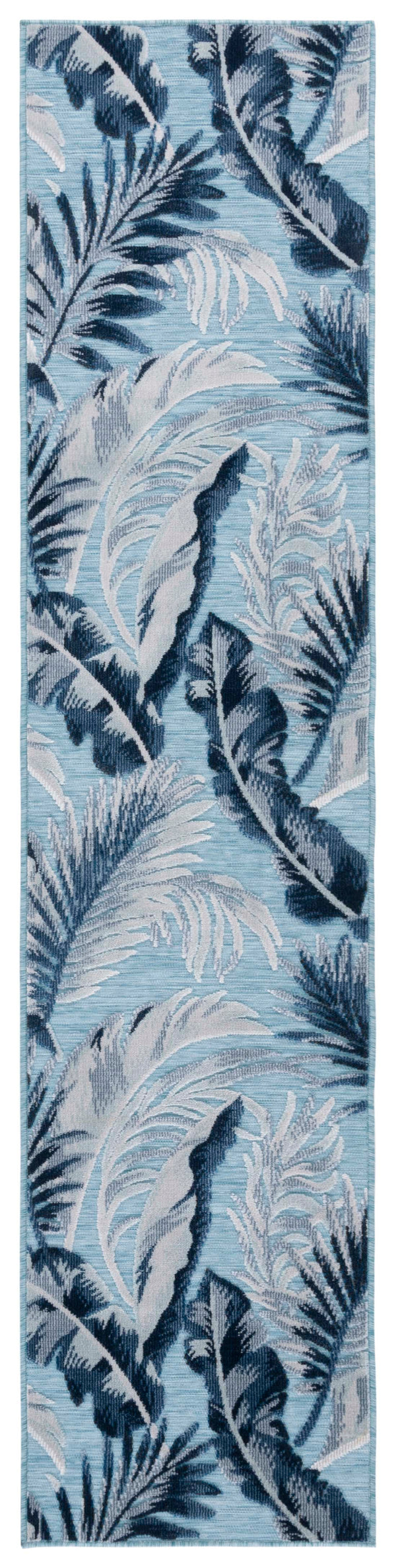 Safavieh Cabana Contemporary Aqua And Navy Area Rug — Power-Loomed Turkish Low-Profile Floral Design, Durable 10'-0" x 14'-0" CBN452J-10