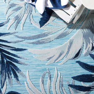Safavieh Cabana Stylish Tropical Leaf Pattern Rug - Durable, All-weather Design For Indoor & Outdoor Spaces Aqua ,Navy 88% Polypropylene,12% Polyester Cbn452j-210