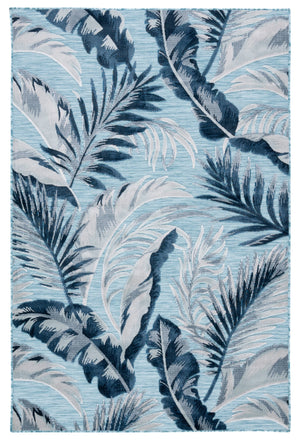 Safavieh Cabana Aqua-Navy Contemporary Area Rug — Vibrant Floral-Tropical Accent, Low-Profile, Durable Power-Loomed 2'-7" x 5'-0" CBN452J-3
