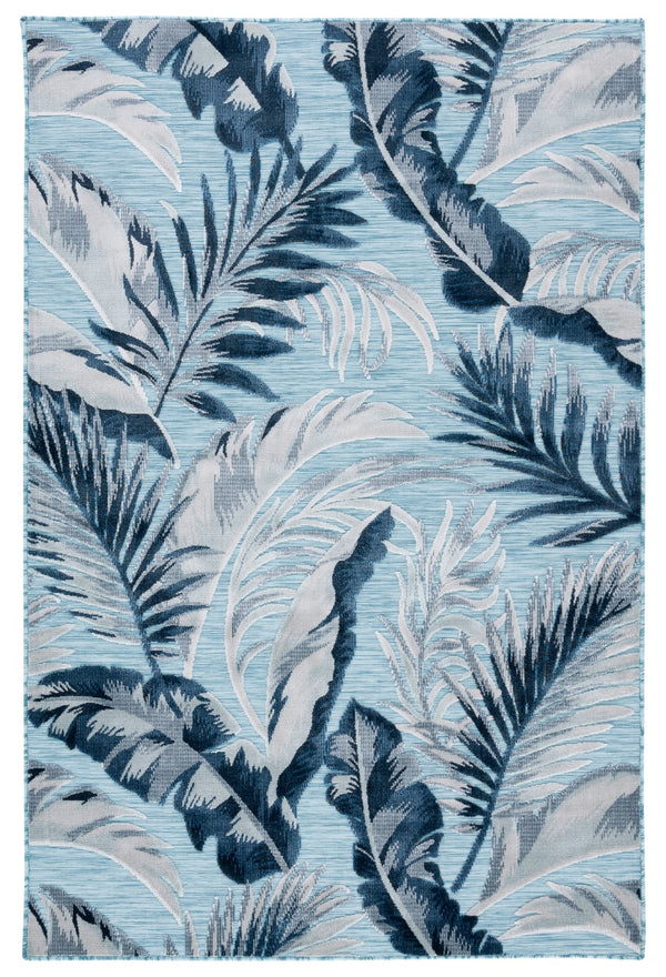 Safavieh Cabana Aqua-Navy Contemporary Area Rug — Vibrant Floral-Tropical Accent, Low-Profile, Durable Power-Loomed 2'-7" x 5'-0" CBN452J-3
