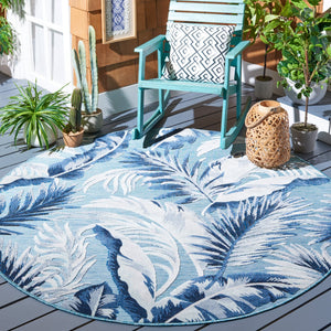 Safavieh Cabana Stylish Tropical Leaf Pattern Rug - Durable, All-weather Design For Indoor & Outdoor Spaces Aqua ,Navy 88% Polypropylene,12% Polyester Cbn452j-210