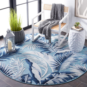 Safavieh Cabana Stylish Tropical Leaf Pattern Rug - Durable, All-weather Design For Indoor & Outdoor Spaces Aqua ,Navy 88% Polypropylene,12% Polyester Cbn452j-210