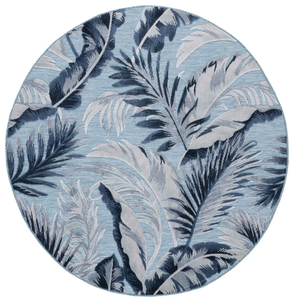 Safavieh Cabana Stylish Tropical Leaf Pattern Rug - Durable, All-weather Design For Indoor & Outdoor Spaces Aqua ,Navy 88% Polypropylene,12% Polyester Cbn452j-210