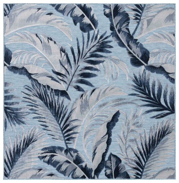 Safavieh Cabana Stylish Tropical Leaf Pattern Rug - Durable, All-weather Design For Indoor & Outdoor Spaces Aqua ,Navy 88% Polypropylene,12% Polyester Cbn452j-210